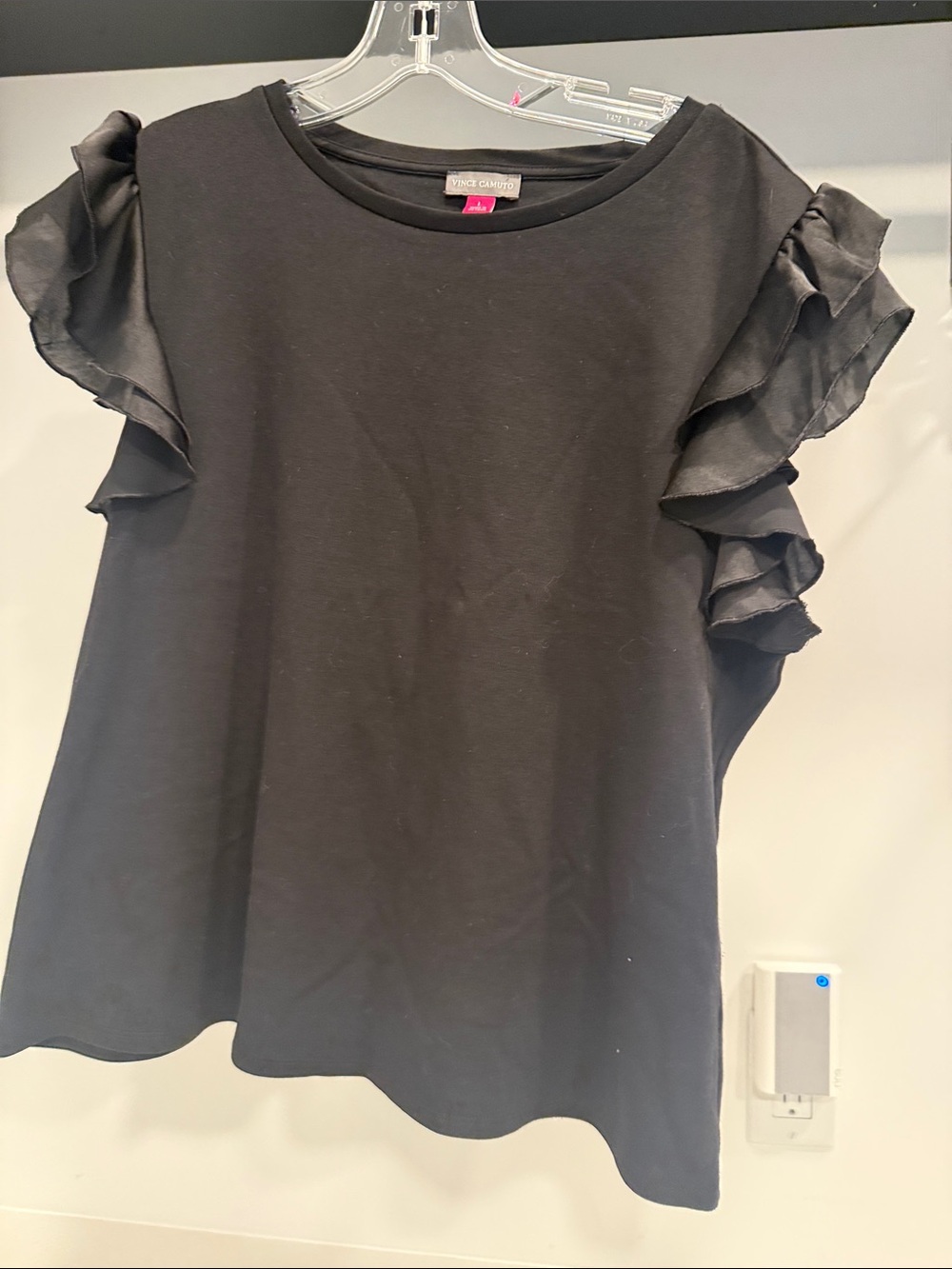 Vince Camuto Black Ruffle-Sleeve Blouse